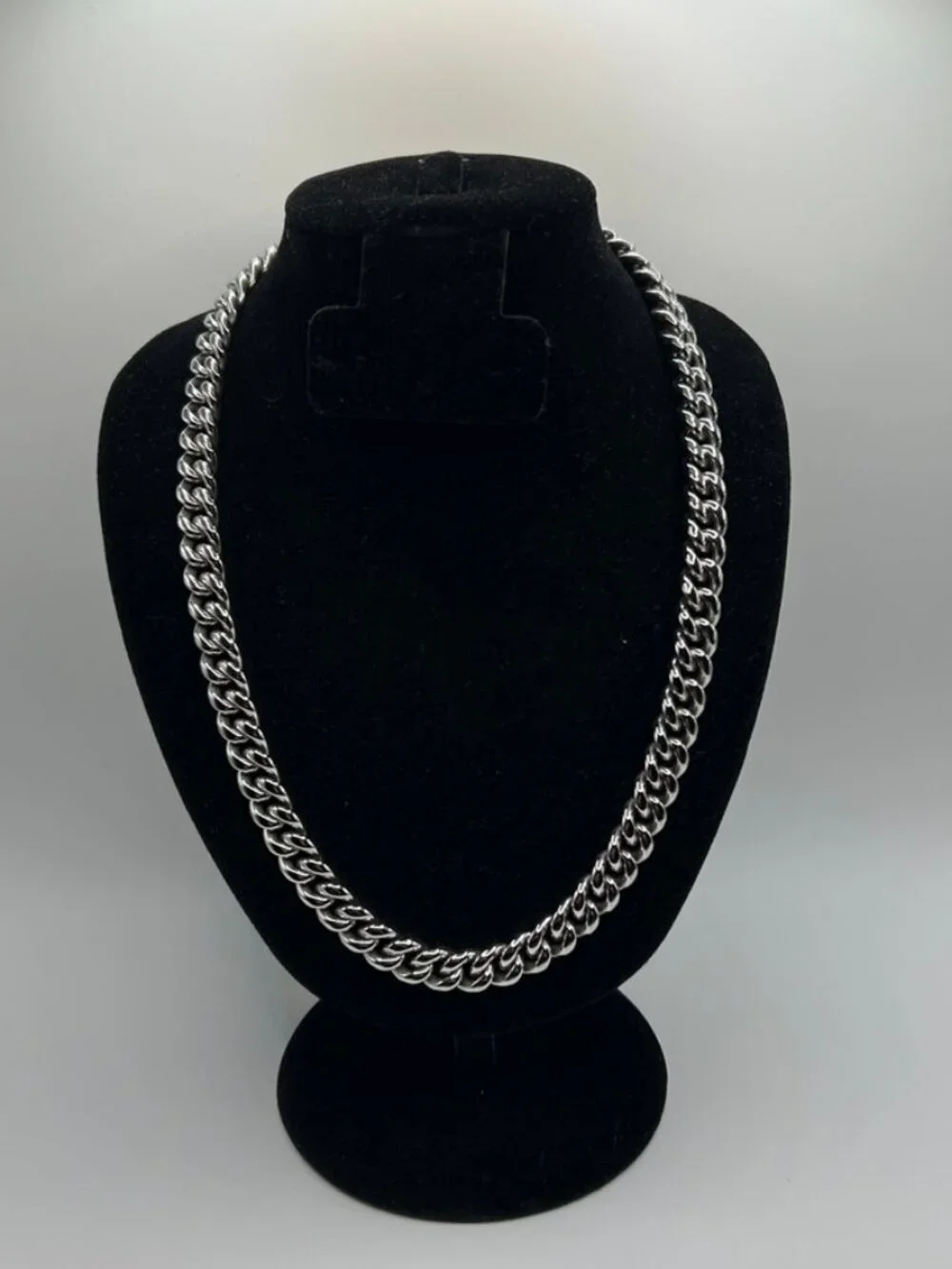 Real Silver Cuban Chain Stainless Steel Plated 10mm 24 Inch Mens Durable Solid